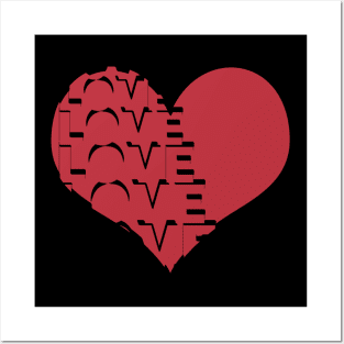 love worded stencil cut red heart Posters and Art